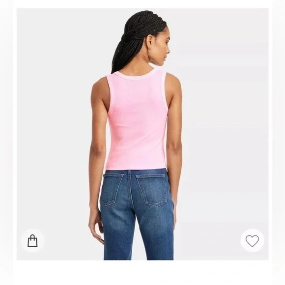 Universal Thread Women’s Shrunken Rib Tank Top - Pink Small - Picture 2 of 2